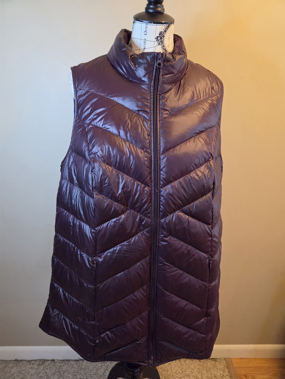 J Jill XL Womens Purple Down Puffer Vest Lightweight Packable Full Zip Nylon